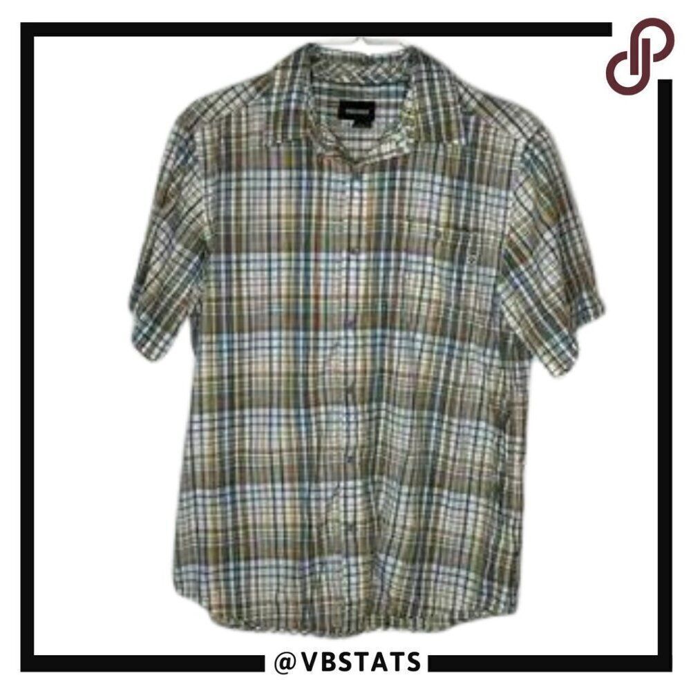 Marmot Tan-Yellow-Blue-White Short Sleeve Outdoor Activity Shirt‎ Size Large